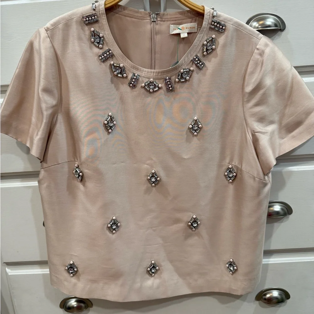Tory Burch Pink Embellished Fitted Blouse - Picture 4 of 6